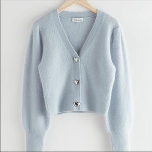 & Other Stories | Light Blue Heart Button Alpaca Blend Cardigan | S